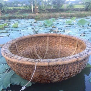 Cesta de Bambú Natural Tejida a Mano, Bote Tradicional Redondo Tipo Coracle, Embarcación para Ríos de Vietnam, Decoración para Resorts y Tours Ecológicos - Macy - Product Image 4
