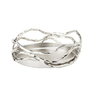 Classic <b>Silver</b> Plated Metal Eco-Friendly Round Bottle <b>Coaster</b> - Product Image 1