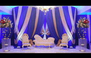 Cortina de escenario con diseño de pavo real bordado, telón de fondo colorido exclusivo para boda india - Product Image 4