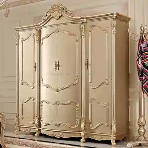 Europeu porta do armário roupeiro 4 esculpida mobília do quarto roupeiro quatro armários armários armários armários de madeira sólida