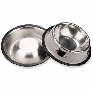 Tazón de acero plateado para mascotas, plato de comida para perros, plato de acero - Product Image 2
