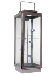 Lanterne en métal faite à la main Standard métal & verre lanterne bougeoir coupe-vent - Product Image 2