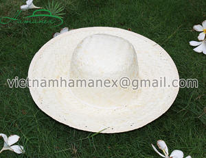 Sombrero de playa de hoja de palma natural con accesorio de cinta Sombrero de paja elegante - Product Image 1