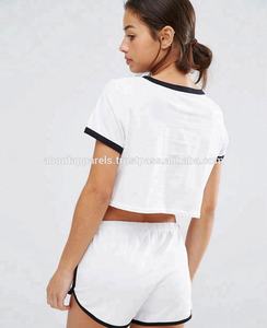 Nuevo estilo barato personalizado ropa de fitness auto lazo asimétrico ajuste en blanco transpirable crop tops al por mayor barato - Product Image 4