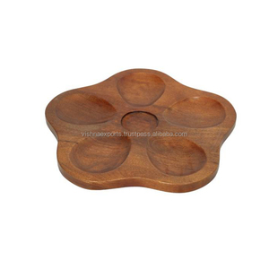 Bandeja de Madera Bronceada para Servir Condimentos con 5 Secciones - Product Image 1