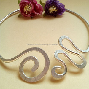 Collar llamativo ajustable de plata de estilo antiguo Nuevo diseño de patrón trenzado Hecho principalmente en latón Bodas Fiestas Compromisos - Product Image 2