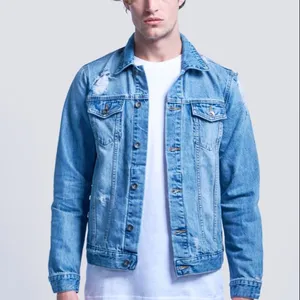 2021 OEM высококачественная джинсовая куртка с длинными рукавами для мужчин/оптовая продажа джинсовых курток на пуговицах для мужчин с индивидуальной вышивкой
