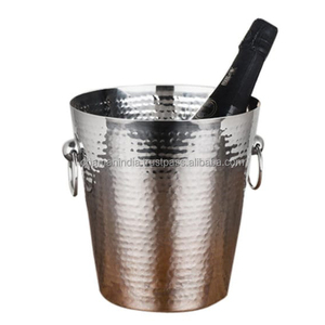<b>Stainless</b> <b>Steel</b> Hammered Silver <b>Wine</b> Champagne Bottle Chilling Ice Bucket - Product Image 1