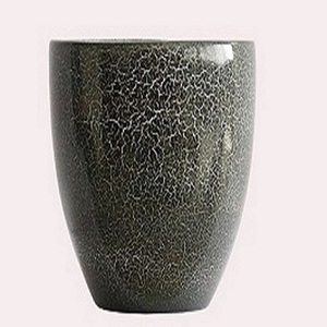 Pot de fleur en granit gris Sao Viet sculpté à la main 21.5cm H du Vietnam - Product Image 2