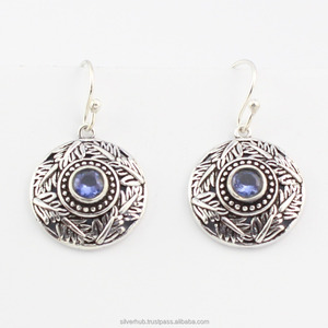 ขายดี925สเตอร์ลิงเงินสวิสสีฟ้าบุษราคัมต่างหูทำด้วยมือเครื่องประดับสำหรับขายส่ง - Product Image 4