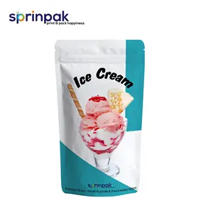 Beautiful color printed standup clear plastic pouch for ice cream packaging
