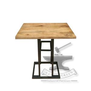 Table Basse Industrielle Vintage en Bois Massif Design Rustique Restaurant Salle à Manger Hôtel Salon Extérieur Atelier Cible en Métal - Product Image 4