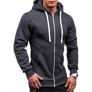 Sweat-shirt d'hiver personnalisé pour hommes confortable et élégant motif solide 100% polyester/coton fermeture à glissière et col à capuche - Product Image 5