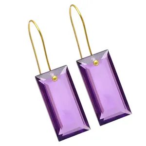 Beautiful 925 Sterling Silver Earrings with Amethyst Gemstone Fixed Ear Wire Plated Gold Natural Pearl Stone - Product Image 1