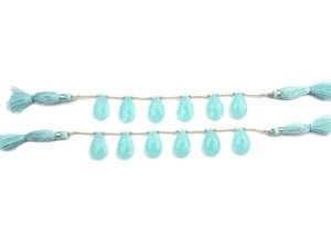 Buena Venta de cuentas de Calcedonia Aqua en forma de pera natural hebra briolette forma de lágrima cuentas perforadas hebra para la fabricación de joyas - Product Image 2