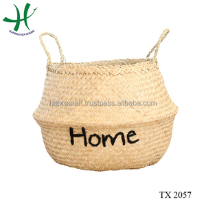 Large Seagrass Belly <b>Basket</b> With Handles <b>for</b> Storage (Natural) - Product Image 2