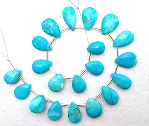 สร้อยคอพลอยราศีเกิดจากแร่เทอร์ควอยซ์ธรรมชาติลูกปัดเรียบทำด้วยมืออัญมณีหลวม20ชิ้น - Product Image 4