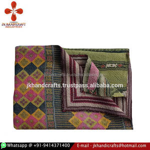 Vintage Authentic <b>Indian</b> Sari Kantha <b>Quilt</b> Pure Cotton Kantha Gudri - Product Image 2