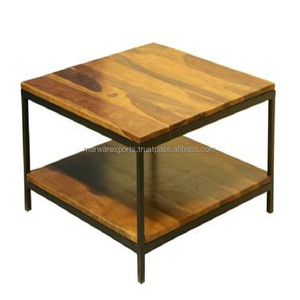 Table basse ronde en bois massif de manguier au design traditionnel élégant pour l'extérieur et pour la chambre, la salle de bain et l'hôpital - Product Image 5