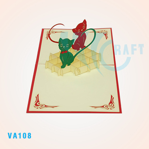 Carte de voeux 3D Pop-Up I Love You faite à la main Enveloppe Souvenirs en papier de style animalier vietnamien pour cadeaux d'anniversaire de mariage - Product Image 4