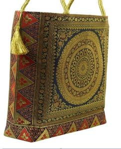 Silk Brocade Casual <b>Tote</b> Handbags-Elegant and Luxurious <b>Bags</b> with <b>Zipper</b> Closure - Product Image 5