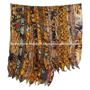 Foulards Vintage, étole indienne sari en soie à la main, étole ethnique filles cou porter indien sari patchs écharpe réversible rayé coloré - Product Image 3
