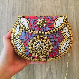Ladies Evening Clutch Bags mother of pearl metal clutch mosaic bag for women and bridal at cheap price by LUXURY CRAFTS