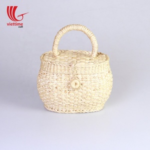 Jacinto de agua con forro de algodón, bolsa de playa de paja hecha de jacinto de agua natural, venta al por mayor - Product Image 2