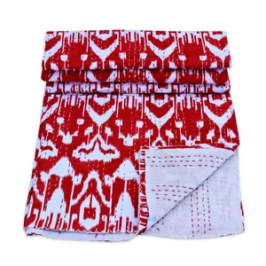 Ấn Độ nhà sản xuất kantha chần bông trải giường handmade Đỏ ném chăn thoáng khí thoải mái trải giường bán buôn