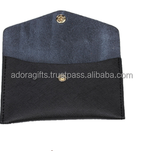 เคสนามบัตรหนัง Saffiano สีดำสำหรับผู้หญิงที่ใส่นามบัตรและที่ใส่บัตรประชาชนแบบปรับแต่งโลโก้ได้ - Product Image 2