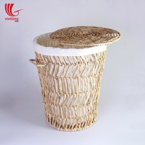 Rectangle Tall Open Weave Natural Water Hyacinth Eco-Friendly Fashionable Storage/Laundry <b>Basket</b> <b>with</b> <b>Lids</b> - Product Image 3