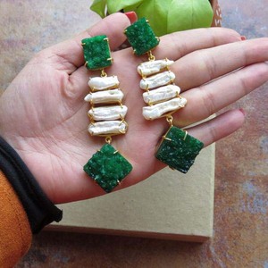 Pendientes de tuerca de ágata verde Aleación Compromiso Boda Fiesta Aniversario Regalo - Product Image 2