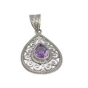 Dernière mode en argent sterling 925 améthyste pendentif en pierre précieuse plaqué or et rhodium pendentifs de bijouterie fine breloques en argent magnifique - Product Image 1
