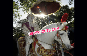 Costume de cheval indien lourdement brodé, décoration de mariage, tenue de cheval, costume de cheval de designer pour mariage - Product Image 5