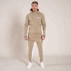 Chándal de color Beige para hombre, chándal con paneles blancos, fabricado por Hawk Eye Sports (se acepta PayPal) - Product Image 1