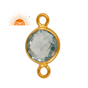 Conector de plata chapado en oro de 18 quilates, conector de piedras preciosas de Topacio Azul, proveedor de joyería para mujeres, regalo para ella - Product Image 2