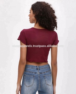 OEM servicio personalizado 100% algodón al por mayor camisetas sin mangas lisas de los hombres baratos, Maroon Crew Neck transpirable Crop Top - Product Image 2