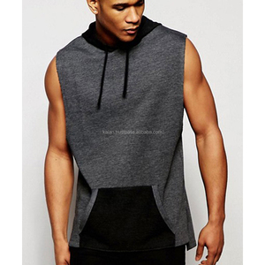 Sudadera sin mangas ligera de algodón 100% para hombre Kalan KFH41, gris, negro, blanco liso, talla grande, con logo personalizado, tejido de punto, color liso. - Product Image 5