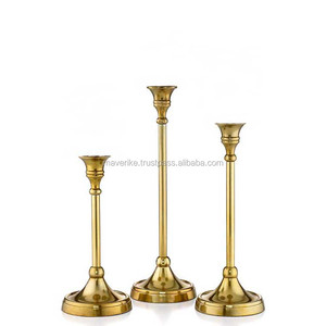 Ensemble de 3 bougeoirs coniques en métal doré de nouveau design pour la maison de mariage et la décoration de table de Noël Bougie conique - Product Image 3