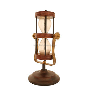 Minuterie de sable nautique 30 minutes Heure en métal Verre 9 pouces Benzara Designer Sablier brun Article - Product Image 2