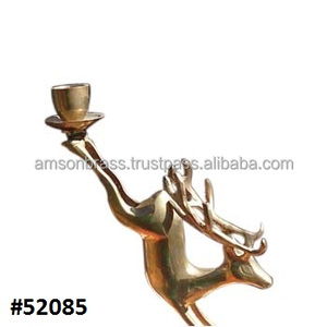 Juego de 2 portavelas de ciervo de metal Diseño elegante Mesa Acabado brillante Portavelas - Product Image 4