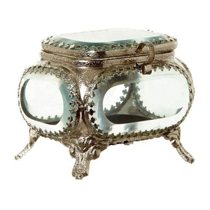 Caja de Joyería Moderna Vintage de Latón y Vidrio Hecha a Mano, Caja de Almacenamiento de Metal con Logotipo Personalizado, Caja de Regalo para Organizar Joyas, Embalaje de Joyas ISO9001 Personalizado - Product Image 1