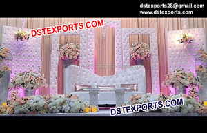 Muebles de Salón para Recepción de Bodas, Taburetes Acolchados de Madera con Cristales, Estilo Moderno, Boda India, Color Personalizado - Product Image 4