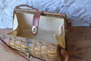 Sac à main panier en rotin et cuir marron Homely - Product Image 3