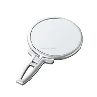 Hot sale long handle plastic double sides make-up hand custom logo mirror