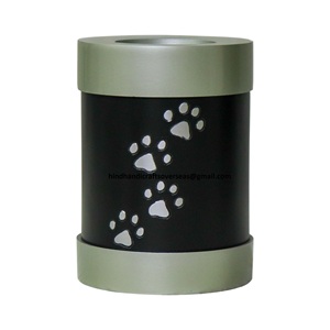Urnes de cendres de crémation pour animaux de compagnie gravées de patte de couleur marron en laiton pour les cendres funéraires de chiens et de chats par le fabricant indien - Product Image 3