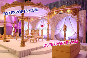 Mandap de Madera con Forma de Trompa de Elefante para Bodas Indias, con Pilares de Colmillo, Hecho a Mano, Tamaño y Color Personalizables, Fácil de Montar, para Eventos en Canadá - Product Image 6