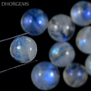 Pierre de lune arc-en-ciel naturelle Dhorgems, cabochon, pierre précieuse authentique, forme ronde, pour la fabrication de bijoux faits main - Product Image 4