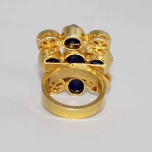 Pierre bleue naturelle Polki plaqué or 925 bague en argent Sterling massif pour anniversaire de mariage bijoux de fiançailles pour la vente en gros - Product Image 3