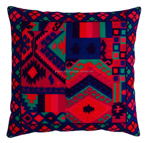 En línea indio tradicional hecho a mano cuadrado Suzani lana bordado fundas de almohada y fundas de Cojín cuadrado estampado forma cuadrada - Product Image 1